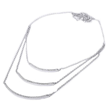 Sonara Fine Fashion Jewelry-Necklace White Layered 3 Bar CZ Sterling Silver with Rose Gold Layered Necklace-Ultra Glam!